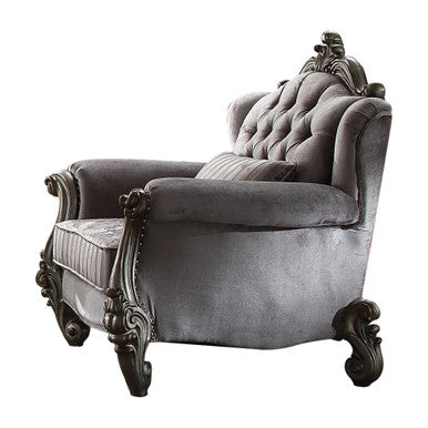 ACME 56842 Versailles Chair with 1 Pillows, Velvet & Antique Platinum ACME Furniture