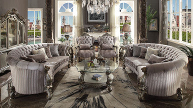 ACME 56845 Versailles Sofa with 5 Pillows, Velvet & Antique Platinum ACME Furniture