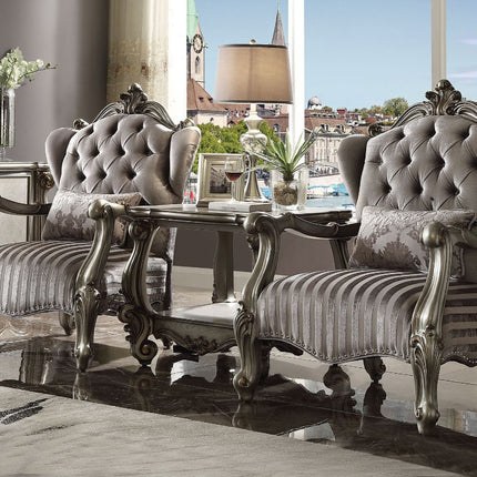 ACME 56847 Versailles Chair with 1 Pillow, Velvet & Antique Platinum