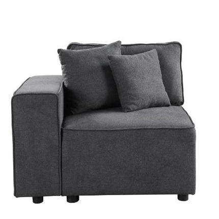 ACME 56871 Silvester Modular Left Facing Chair with 2 Pillows, Gray Fabric