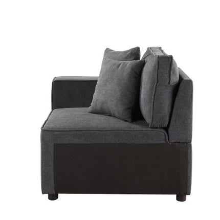 ACME 56871 Silvester Modular Left Facing Chair with 2 Pillows, Gray Fabric