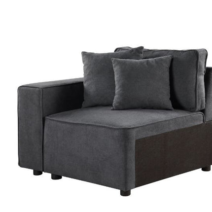 ACME 56871 Silvester Modular Left Facing Chair with 2 Pillows, Gray Fabric