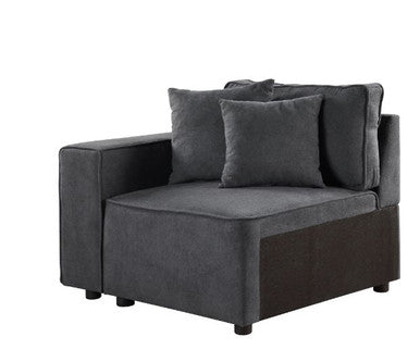ACME 56871 Silvester Modular Left Facing Chair with 2 Pillows, Gray Fabric ACME Furniture