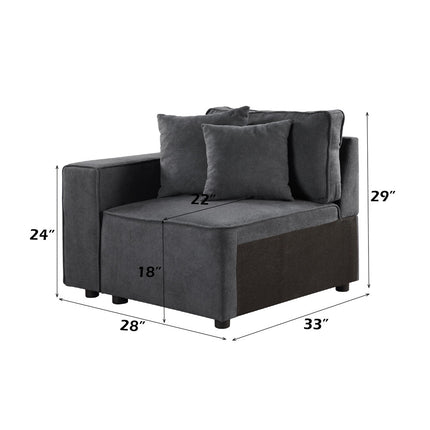 ACME 56871 Silvester Modular Left Facing Chair with 2 Pillows, Gray Fabric