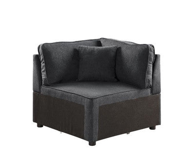 ACME 56874 Silvester Modular Wedge with Pillow, Gray Fabric ACME Furniture
