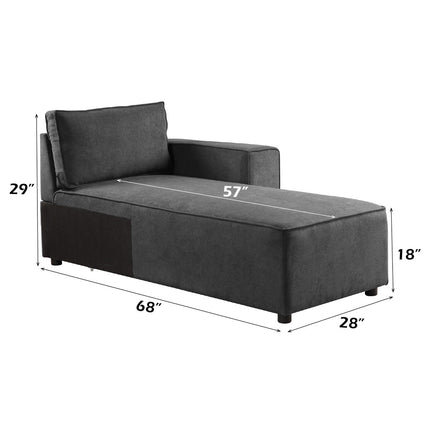 ACME 56875 Silvester Modular Chaise with 2 Pillows, Gray Fabric