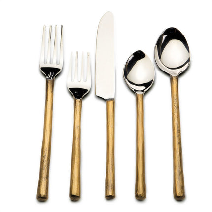 Matte Gold Stainless Steel Twenty Piece Hand Forged Flatware Set HomeRoots