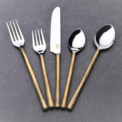 Matte Gold Stainless Steel Twenty Piece Hand Forged Flatware Set HomeRoots