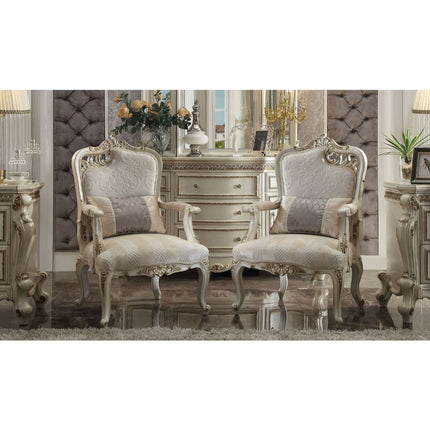 ACME 56884 Picardy Chair with 1 Pillow (RF Accent Leaf), Fabric & Antique Pearl