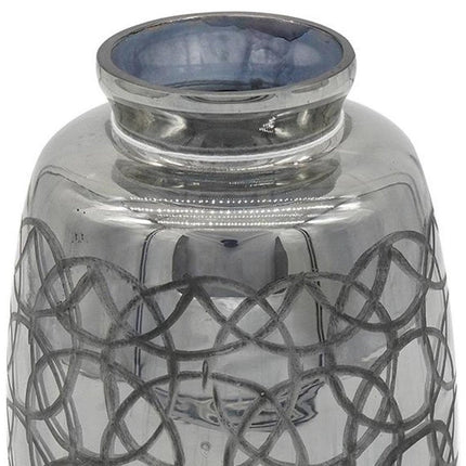 9" Dark Gray Geometric Etched Glass Table Vase HomeRoots