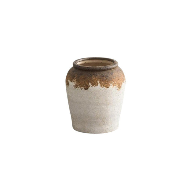 8" Brown And White Color Block Ceramic Round Table Vase HomeRoots