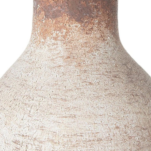 8" Ivory And Brown Round Ceramic Table Vase HomeRoots