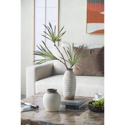 11" Ivory And Brown Round Ceramic Table Vase HomeRoots