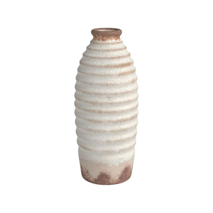 11" Ivory And Brown Round Ceramic Table Vase HomeRoots