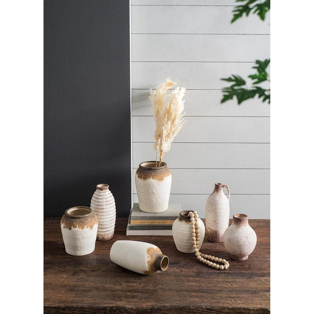 11" Ivory And Brown Round Ceramic Table Vase HomeRoots