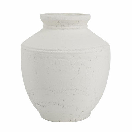 14" White Terracotta Round Jug Vase HomeRoots