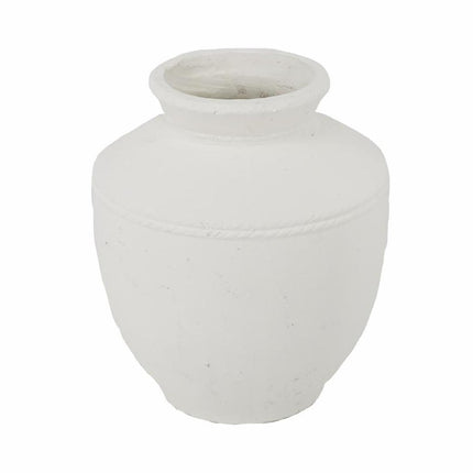 16" White Terracotta Round Jug Vase HomeRoots