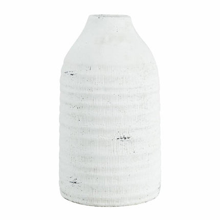 12" White Stoneware Round Jug Vase HomeRoots