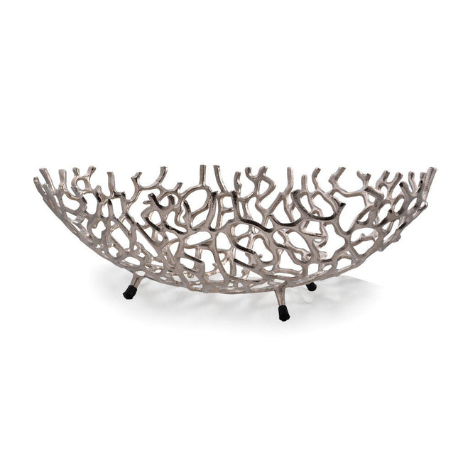 22" Gold Aluminum Oval Faux Coral Centerpiece Bowl HomeRoots