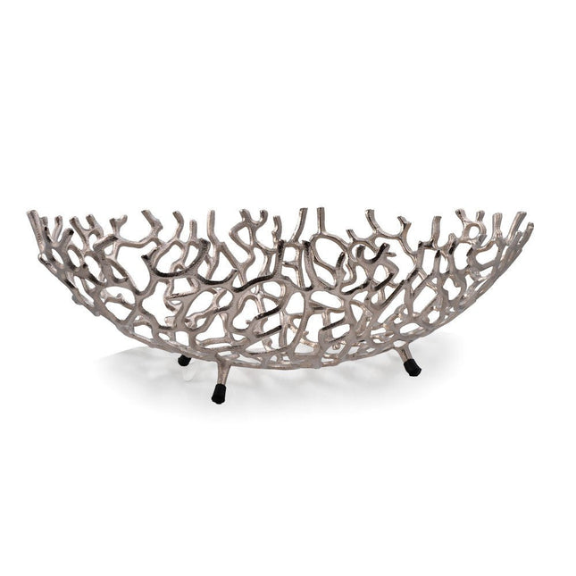 22" Gold Aluminum Oval Faux Coral Centerpiece Bowl HomeRoots