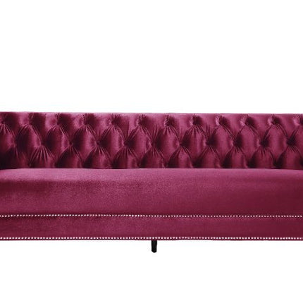 ACME 56895 Heibero Sofa with 2 Pillows, Burgundy Velvet