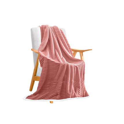 79" X 87" Pink Flannel Knitted Throw Blanket HomeRoots
