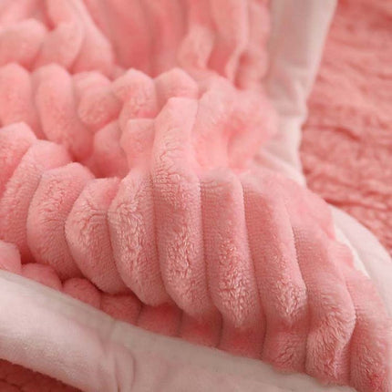 79" X 87" Pink Flannel Knitted Throw Blanket HomeRoots