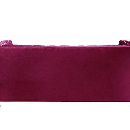 ACME 56896 Heibero Loveseat with 2 Pillows, Burgundy Velvet
