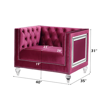 ACME 56897 Heibero Chair, Burgundy Velvet