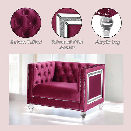 ACME 56897 Heibero Chair, Burgundy Velvet