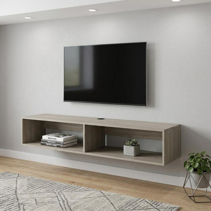 59" Beige Floating Mount TV Stand HomeRoots