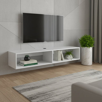 59" White Floating Mount TV Stand HomeRoots
