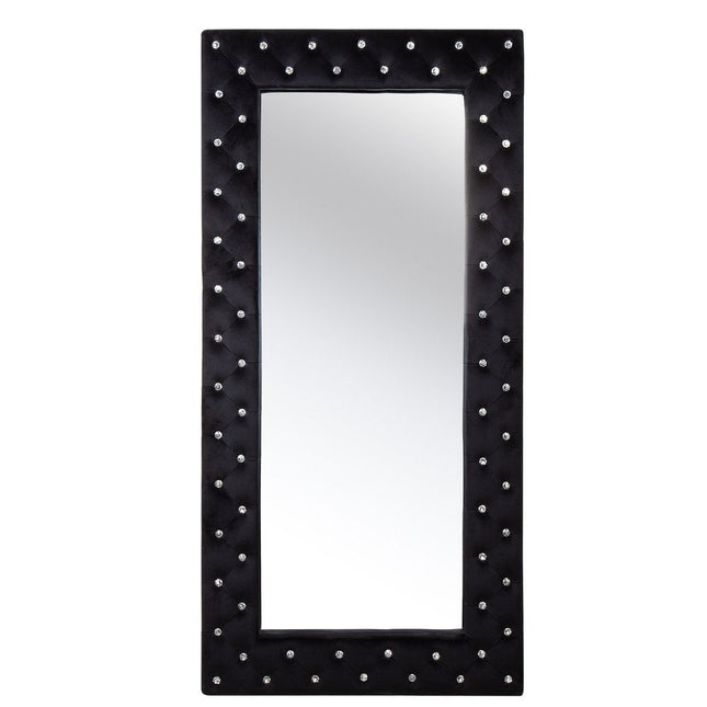 71" Black Wood and Faux Crystal Framed Freestanding and Wall Mount Standing Mirror HomeRoots