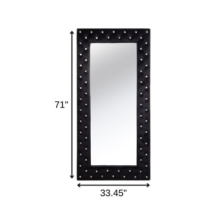 71" Black Wood and Faux Crystal Framed Freestanding and Wall Mount Standing Mirror