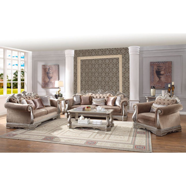 ACME 56930 Northville Sofa with 5 Pillows, Velvet & Antique Silver