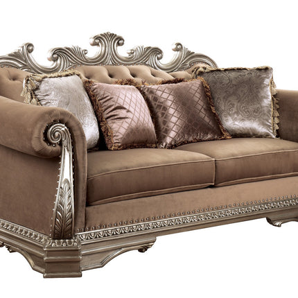 ACME 56931 Northville Loveseat with 4 Pillows, Velvet & Antique Silver