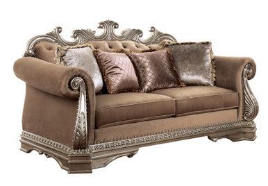 ACME 56931 Northville Loveseat with 4 Pillows, Velvet & Antique Silver ACME Furniture