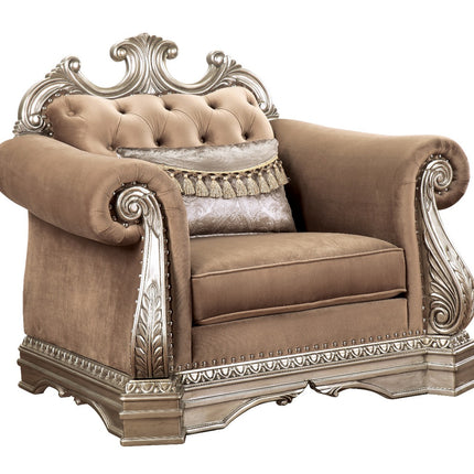 ACME 56932 Northville Chair with 1 Pillow, Velvet & Antique Silver