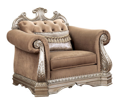 ACME 56932 Northville Chair with 1 Pillow, Velvet & Antique Silver ACME Furniture