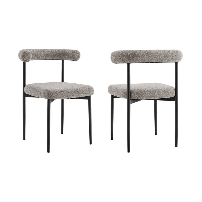 Set of Two Gray And Black Upholstered Polyester Open Back Dining Side Chairs HomeRoots