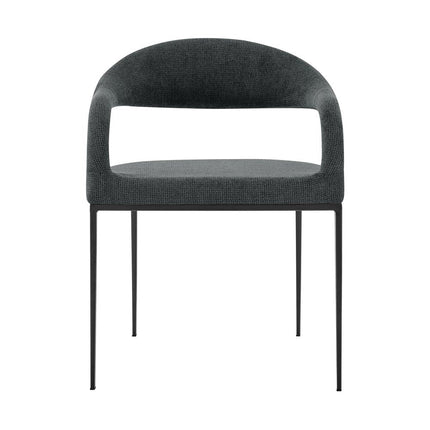 Set of Two Gray And Black Upholstered Polyester Open Back Dining Arm Chairs