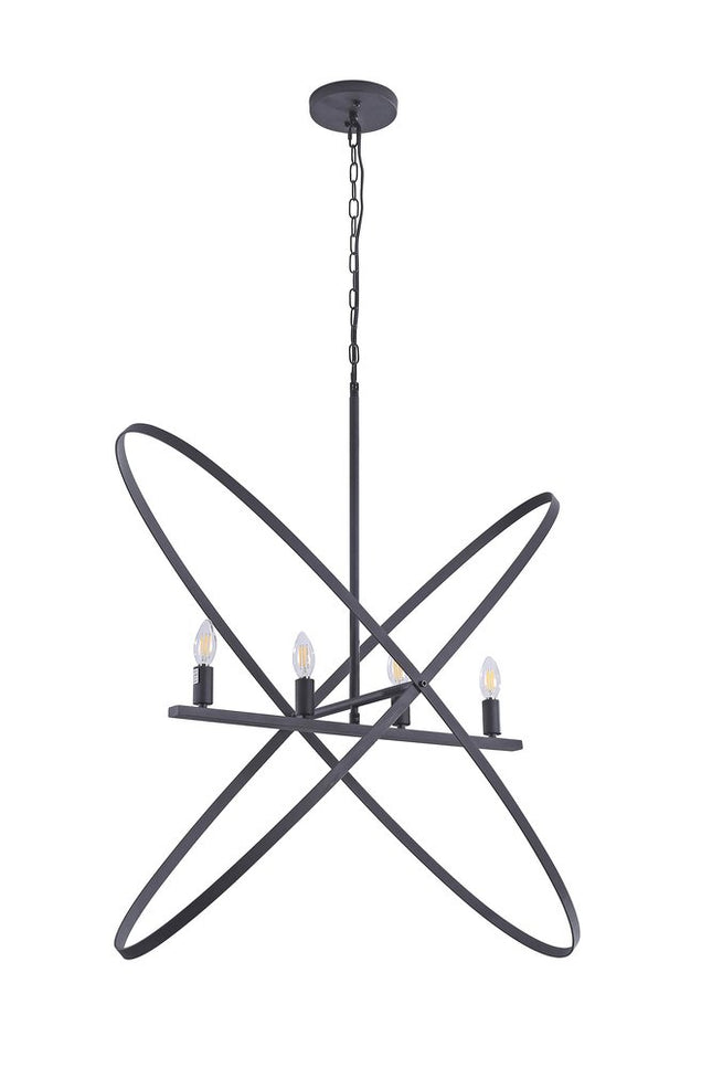 Black Unique Statement Four Light Metal Chandelier