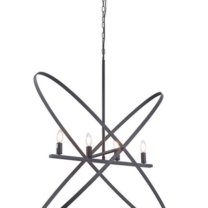 Black Unique Statement Four Light Metal Chandelier HomeRoots