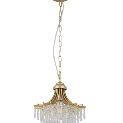 Clear And Gold Metal and Crystals Crystal Glass Chandelier With Clear Shades