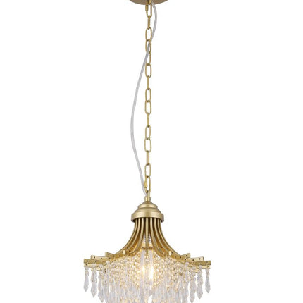 Clear And Gold Metal and Crystals Crystal Glass Chandelier With Clear Shades