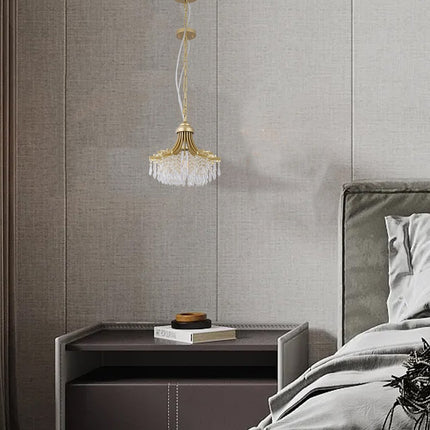 Clear And Gold Metal and Crystals Crystal Glass Chandelier With Clear Shades