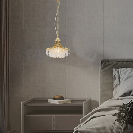 Clear And Gold Metal and Crystals Crystal Glass Chandelier With Clear Shades