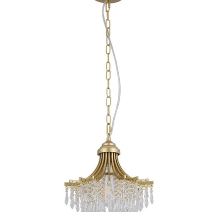 Clear And Gold Metal and Crystals Crystal Glass Chandelier With Clear Shades