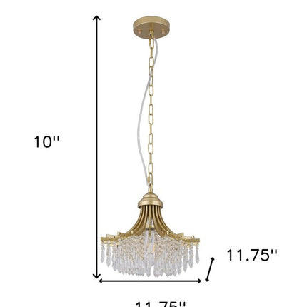 Clear And Gold Metal and Crystals Crystal Glass Chandelier With Clear Shades