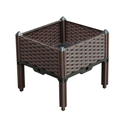 16" X 16" Dark Brown Heavy Duty Plastic Square Self Watering Raised Garden Bed HomeRoots